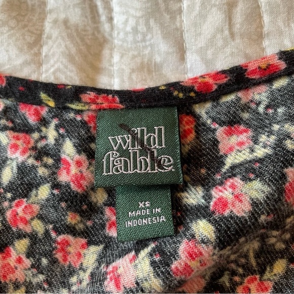 Wild Fable Black Pink Floral Spaghetti Strap Mini Dress Extra Small - Picture 5 of 9